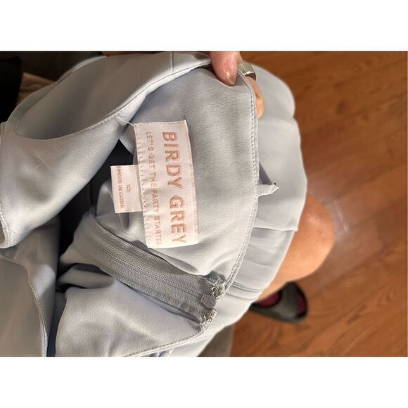 Ice blue birds grey bridesmaid dress - Picture 3 of 5